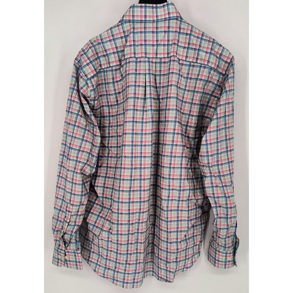 Peter Millar Men's XL Pink Blue Plaid Button‎ Down Long Sleeve Shirt Stretch EUC - Picture 3 of 8